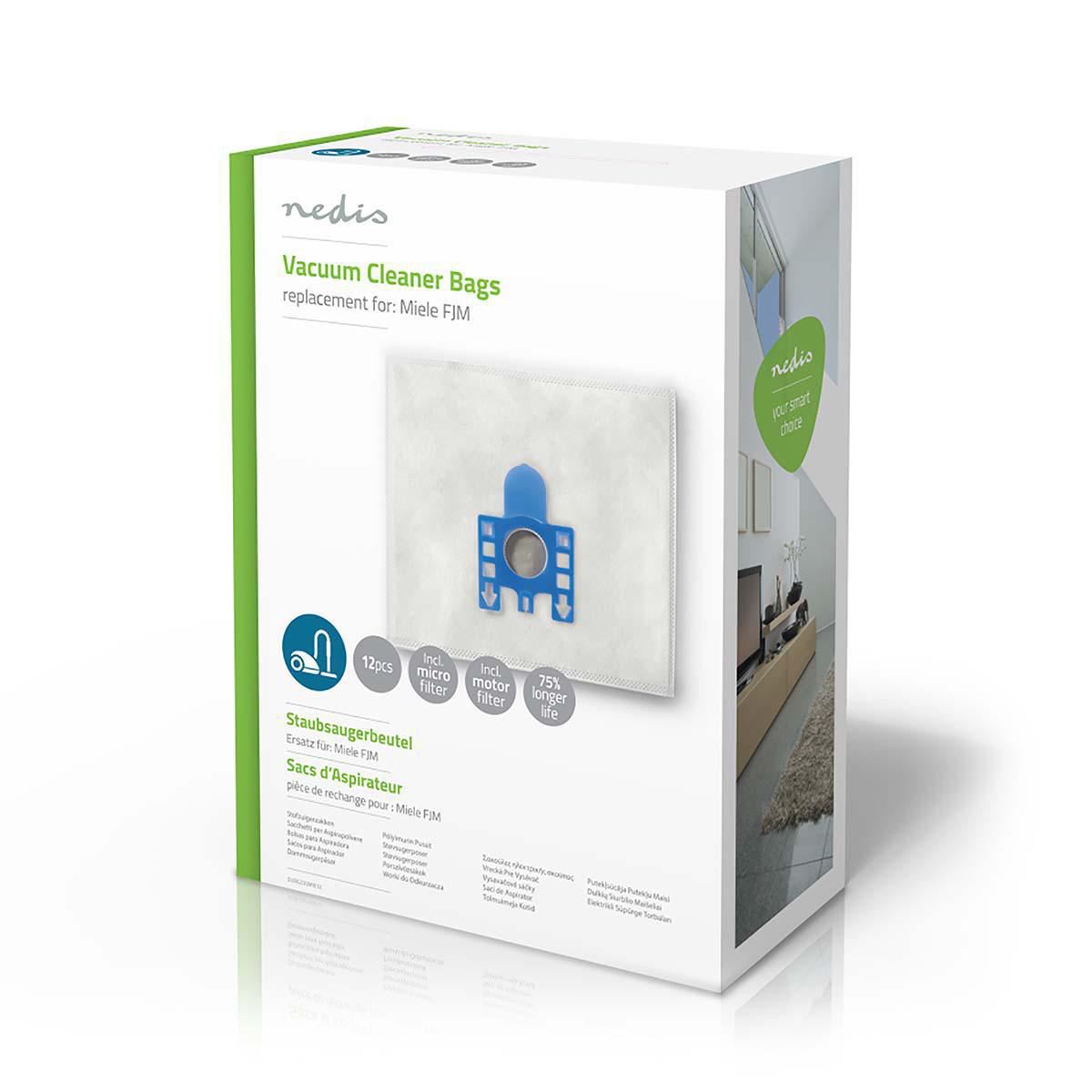Nedis Vacuum Cleaner Bag | 12 pcs | Synthetic | Most sold for: Miele | White