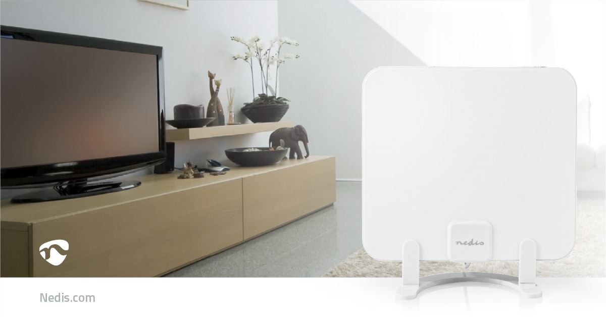 Nedis Indoor HDTV Antenna | Active | FM / UHF / VHF | Reception range: 0-25 km | LTE700 | Gain: 30 dB | ABS | White