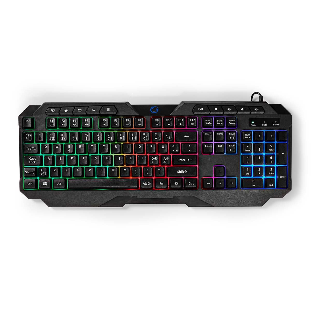 Nedis Wired Gaming Keyboard | USB Type-A | Membrane Keys | LED | QWERTY | ND Layout | USB Powered | Power cable length: 1.30 m | Multimedia