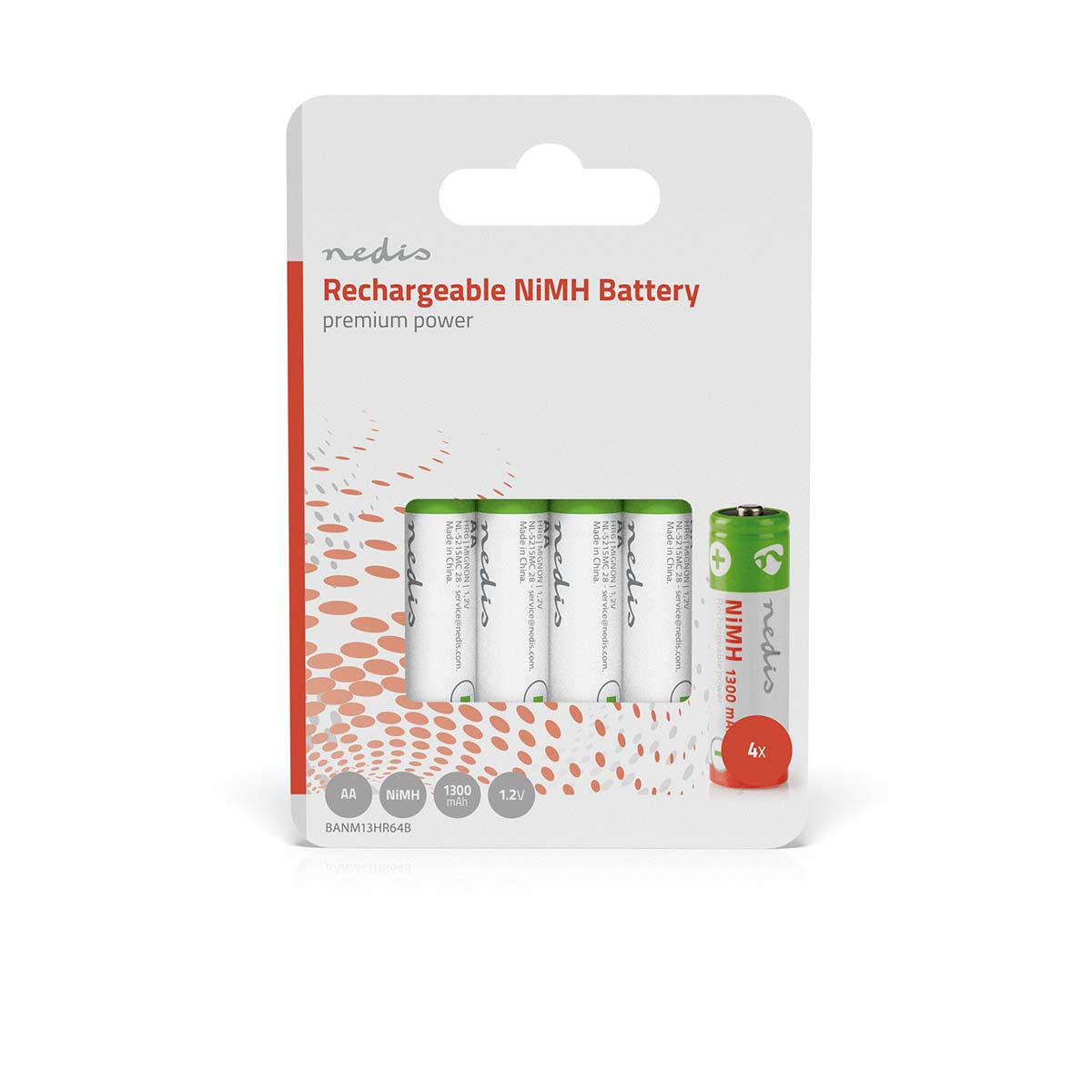 Nedis Rechargeable NiMH Battery AA | 1.2 V DC | 1300 mAh | 4-Pack