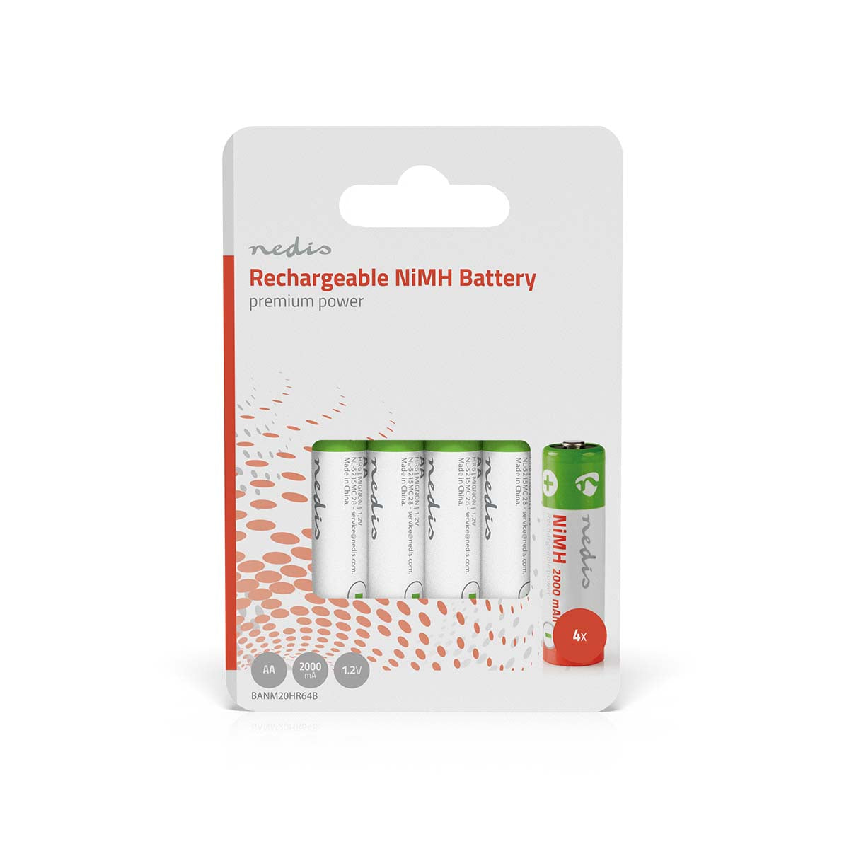 Nedis Rechargeable NiMH Battery AA | 1.2 V DC | 2000 mAh | 4-Pack