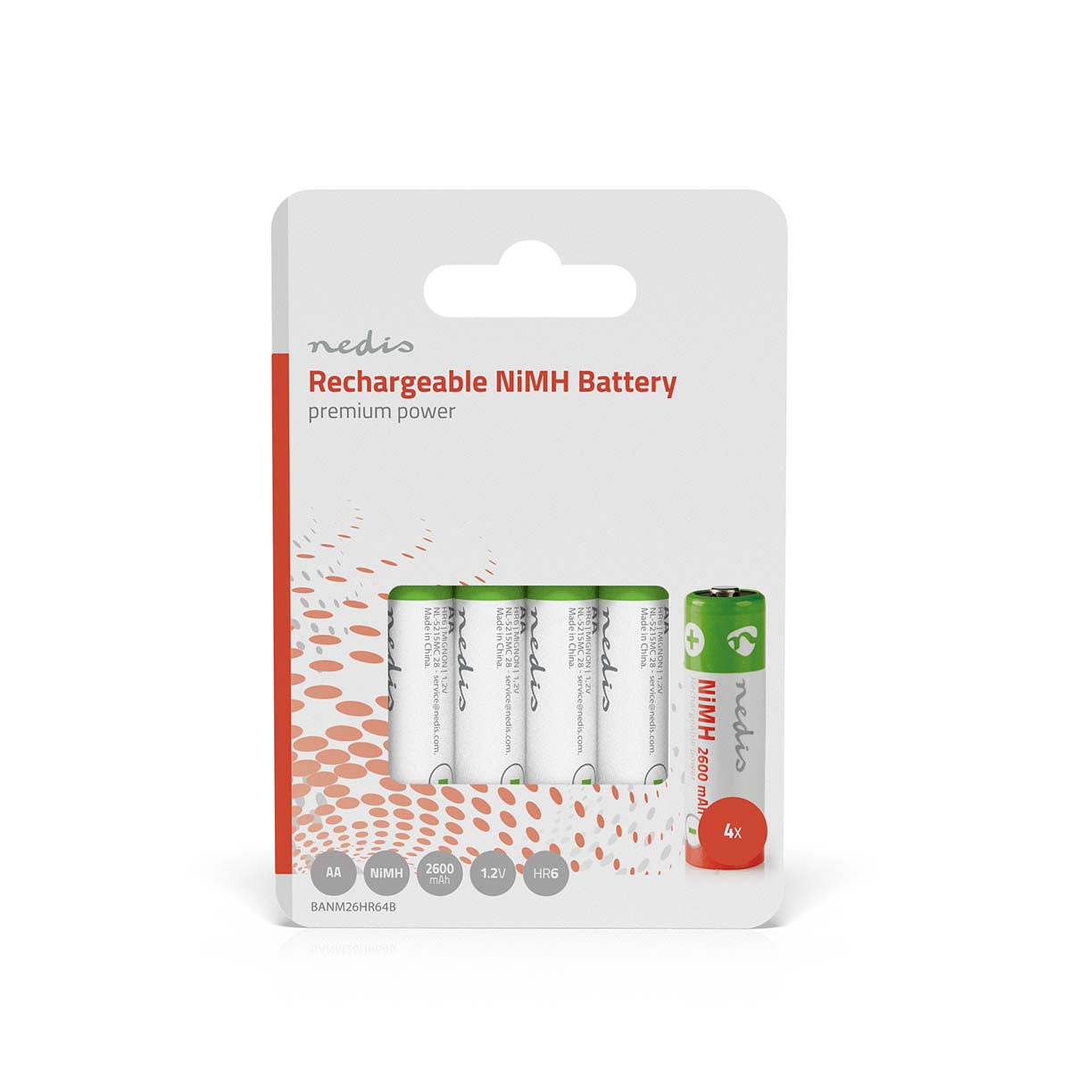 Nedis Rechargeable NiMH Battery AA | 1.2 V DC | 2600 mAh | 4-Pack