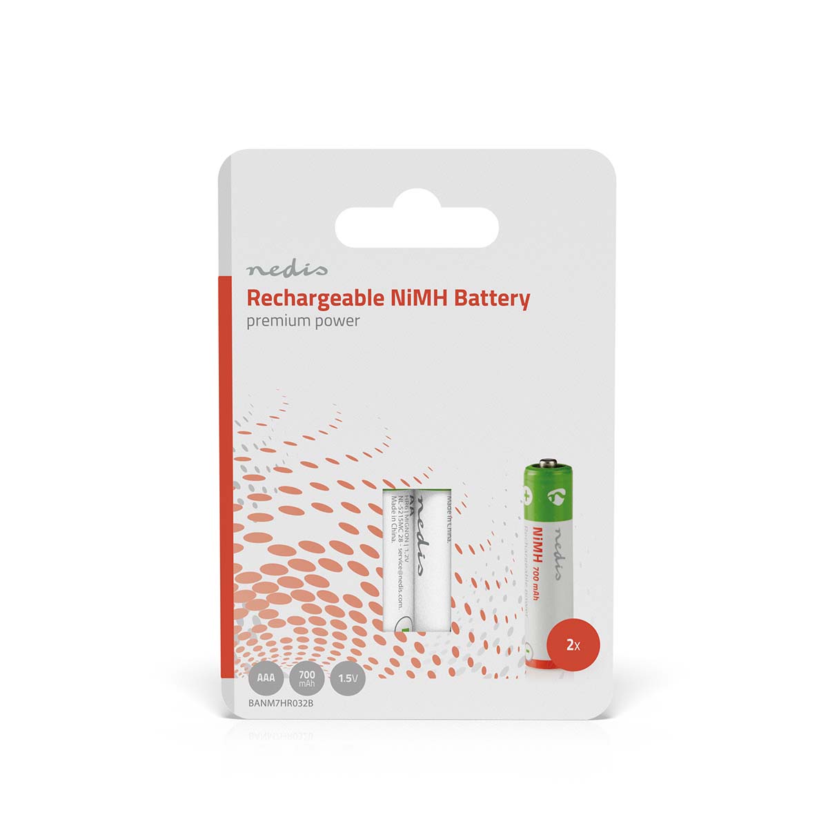 Nedis Rechargeable NiMH Battery AAA | 1.2 V DC | 700 mAh | Precharged | 2-Pack