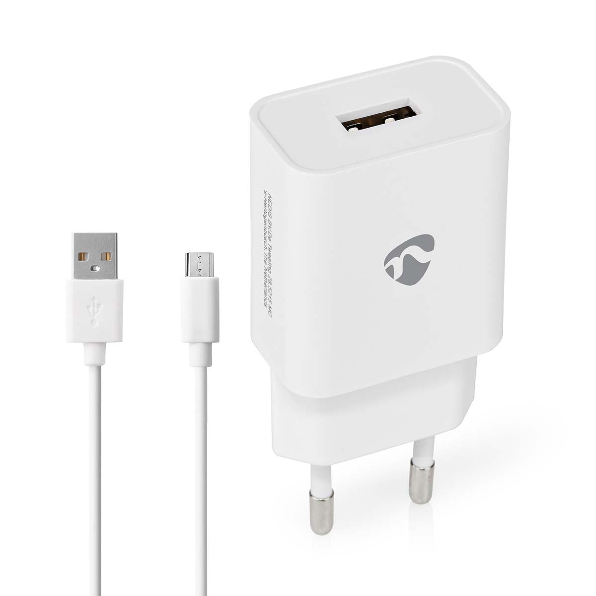 Nedis Wall Charger | 12 W | Quick charge feature | 2.4 A | Number of outputs: 1 | USB-A | Micro USB (Loose) Cable | 1.00 m | Single Voltage Output | White
