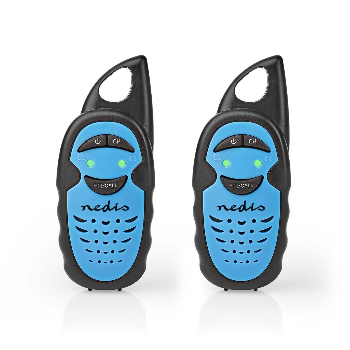 Nedis Walkie-Talkie Set | 2 Handsets | Up to 3 km | Frequency channels: 3 | PTT | up to 3 Hours | Black / Blue
