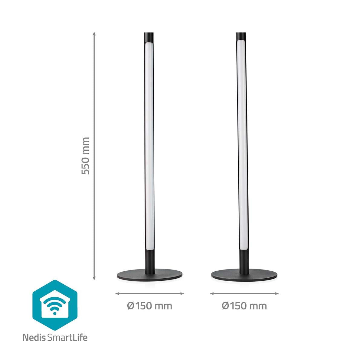 Nedis SmartLife Mood Light | Wi-Fi | Tube | 600 lm | RGBIC / Warm to Cool White | 2700 - 6500 K | 36 W | Metal | 2 pcs