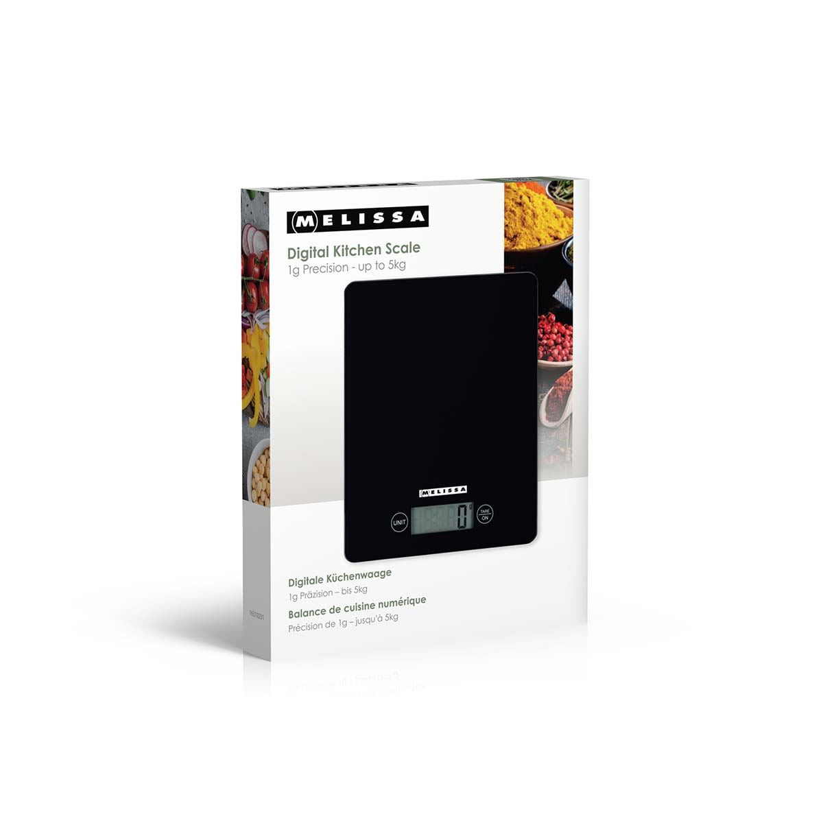 MELISSA Electronic Digital Kitchen Weighing Scales | 5kgs | Black