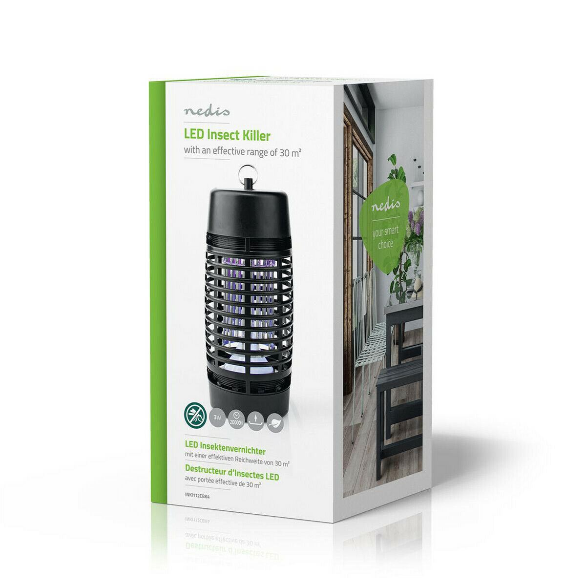 Nedis INKI112CBK4 | Insect Stop Light Trap | 3 W | Lamp type: LED Light | Effective range: 30 m² | Black