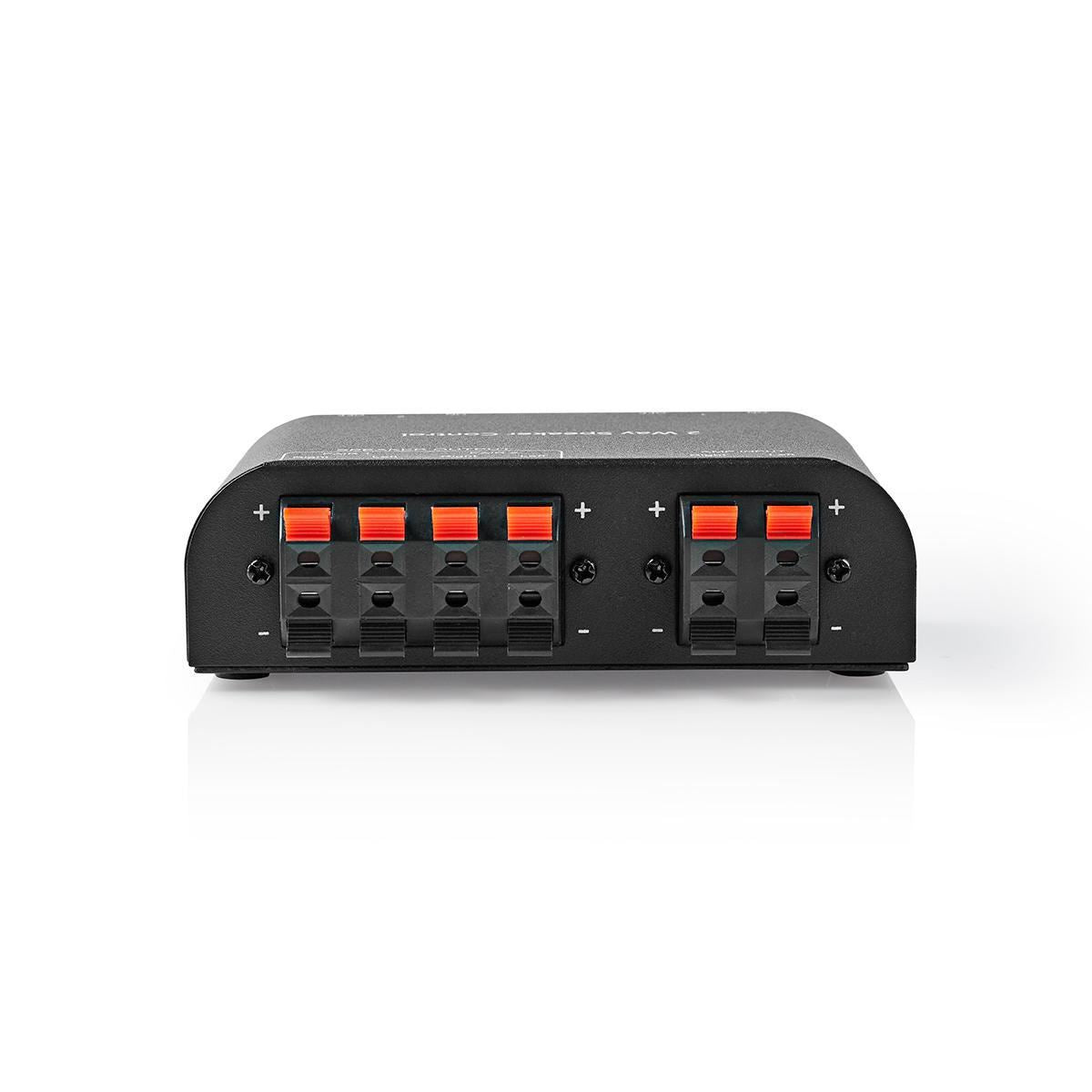 Nedis Speaker Control Switchbox | 2 port(s) | Terminal Clamps | Speaker impedance: 4-16 Ohm | Maximum load per channel: 150 W | Aluminium | Black