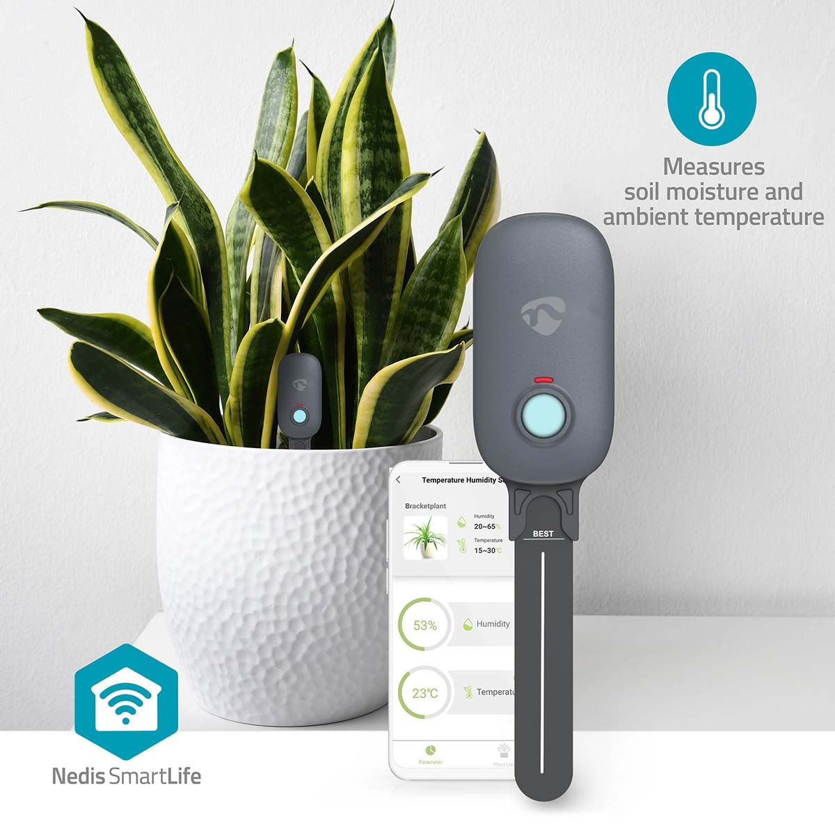 Nedis SmartLife Soil Moisture Meter | Bluetooth® | Battery Powered | IP55 | 0 - 100 | Android™ / IOS