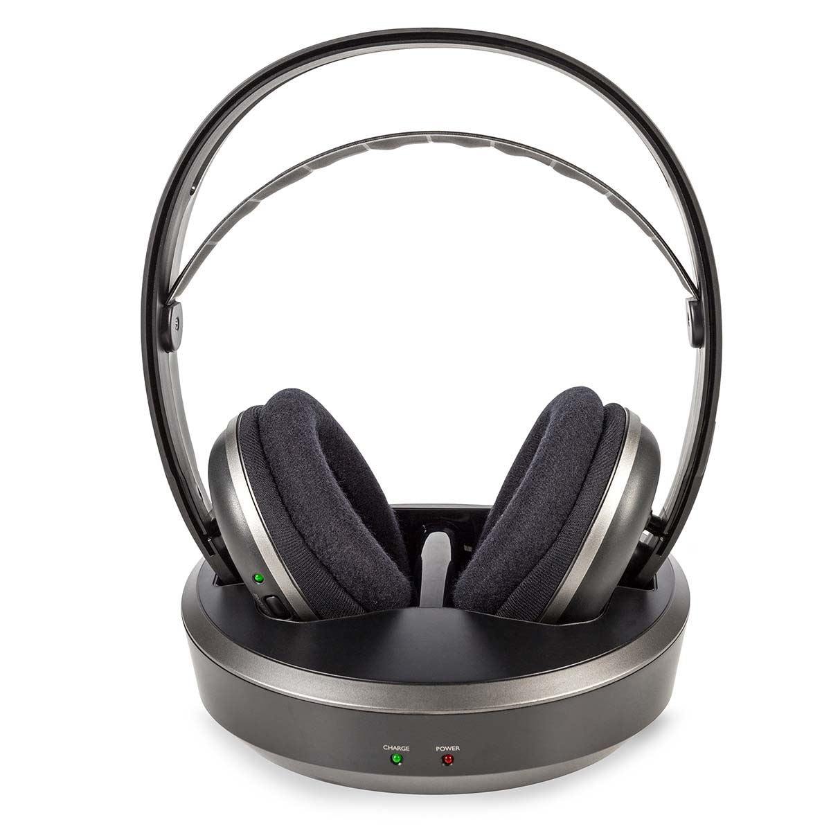 Nedis Wireless TV Headphones | RF | Over-Ear | Maximum battery play time: 11 hrs | 100 m | Digital Audio | Charging dock | Black / Silver