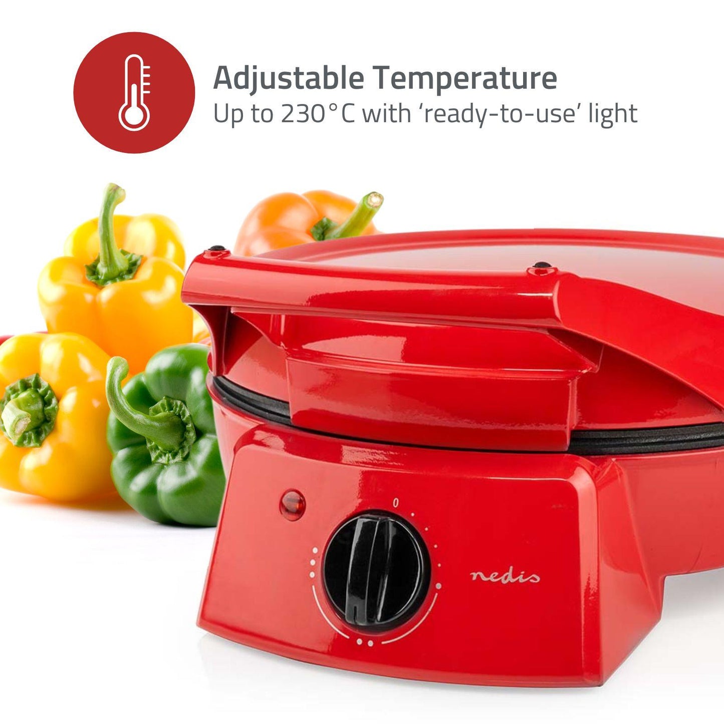 Nedis Pizza Maker & Grill | 30 cm | Adjustable temperature control | 1800 W