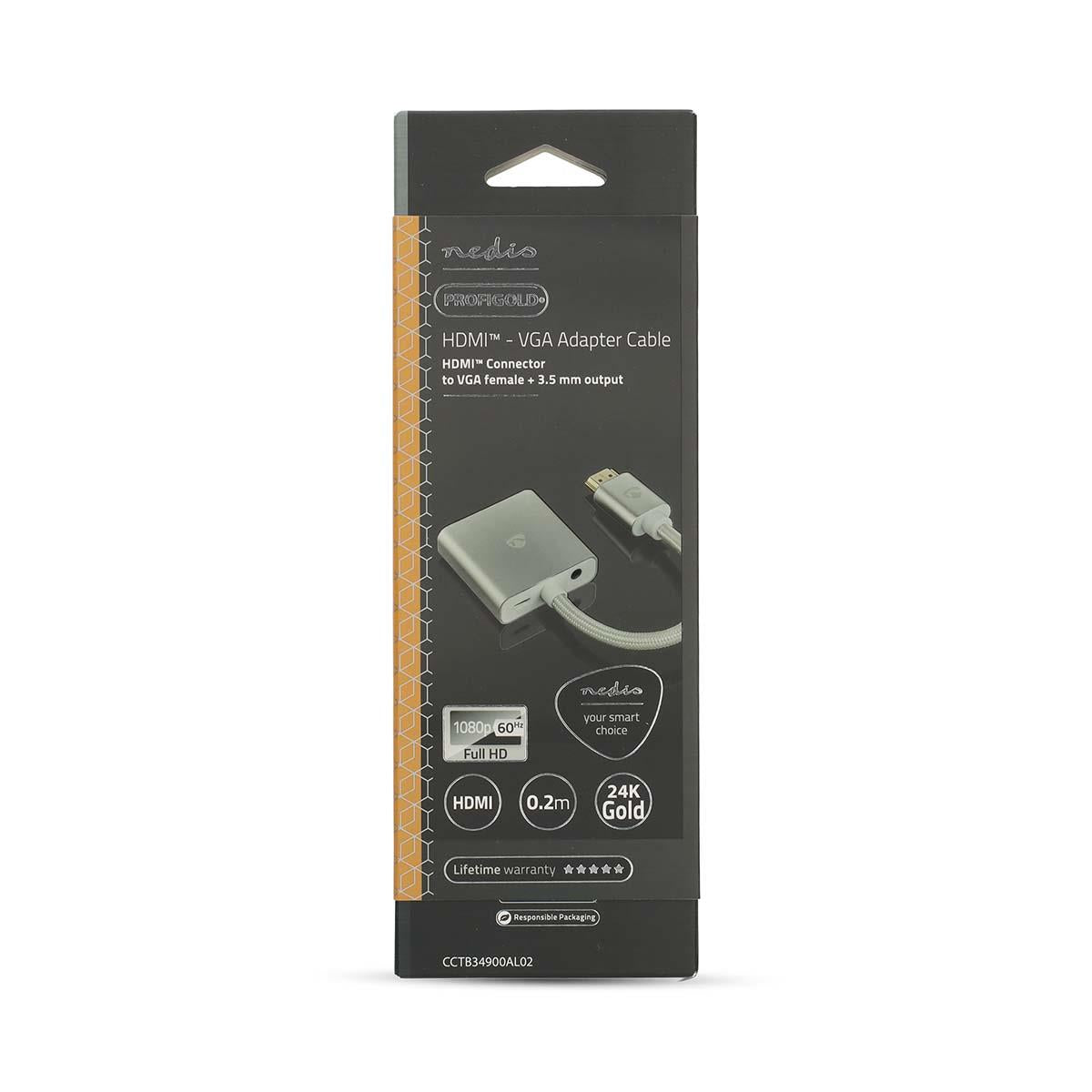 Nedis VGA Adapter | HDMI™ Connector | VGA Female | Gold Plated | Straight | Aluminium | Silver | Cover Window Box