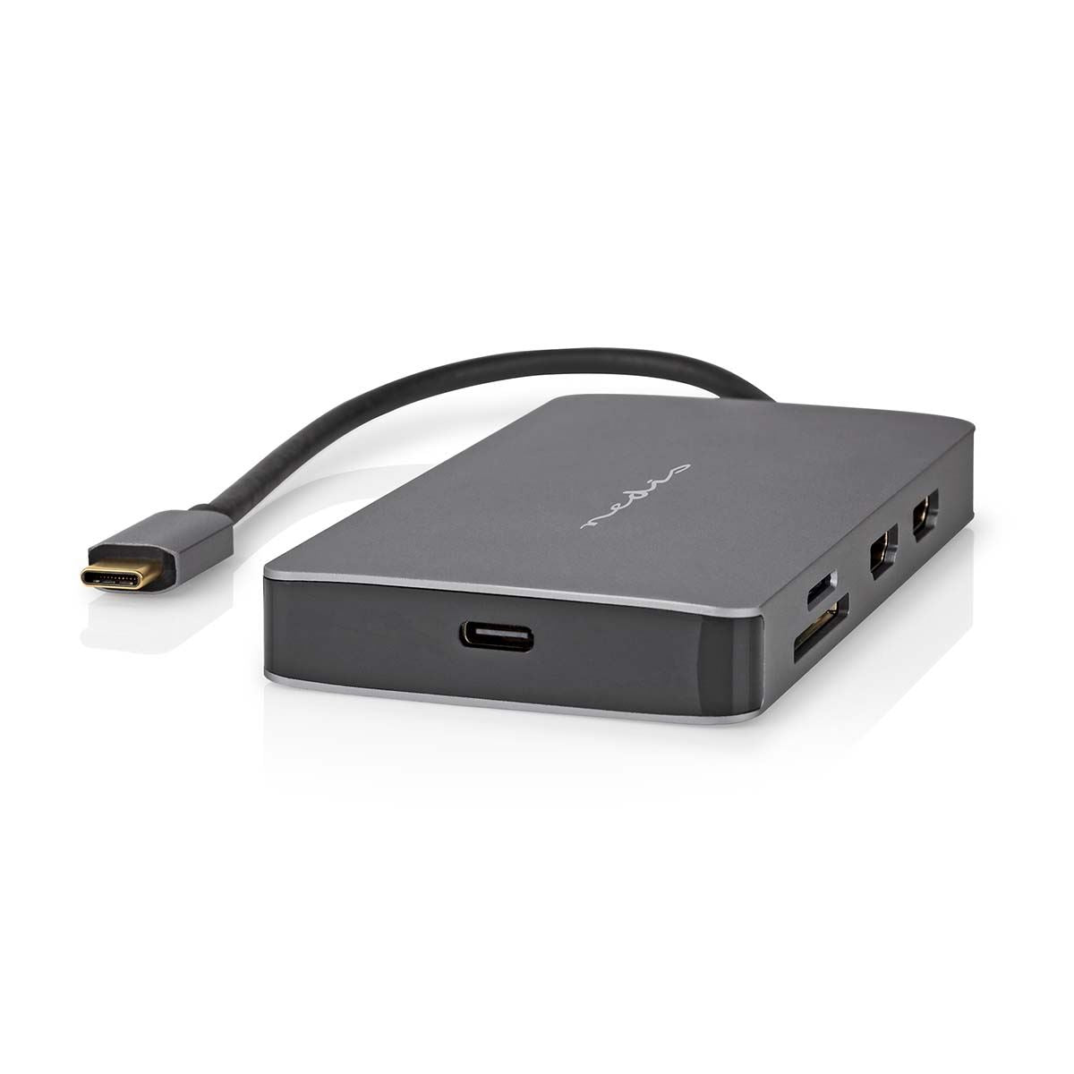 Nedis USB Multi-Port Adapter | USB 3.2 Gen 1 | USB-C™ Male | Micro SD / RJ45 Female / SD / USB-C™ Female / 2x HDMI™ / 2x USB-A Female | 5 Gbps | 0.20 m | Round | Gold Plated | PVC | Anthracite | Box