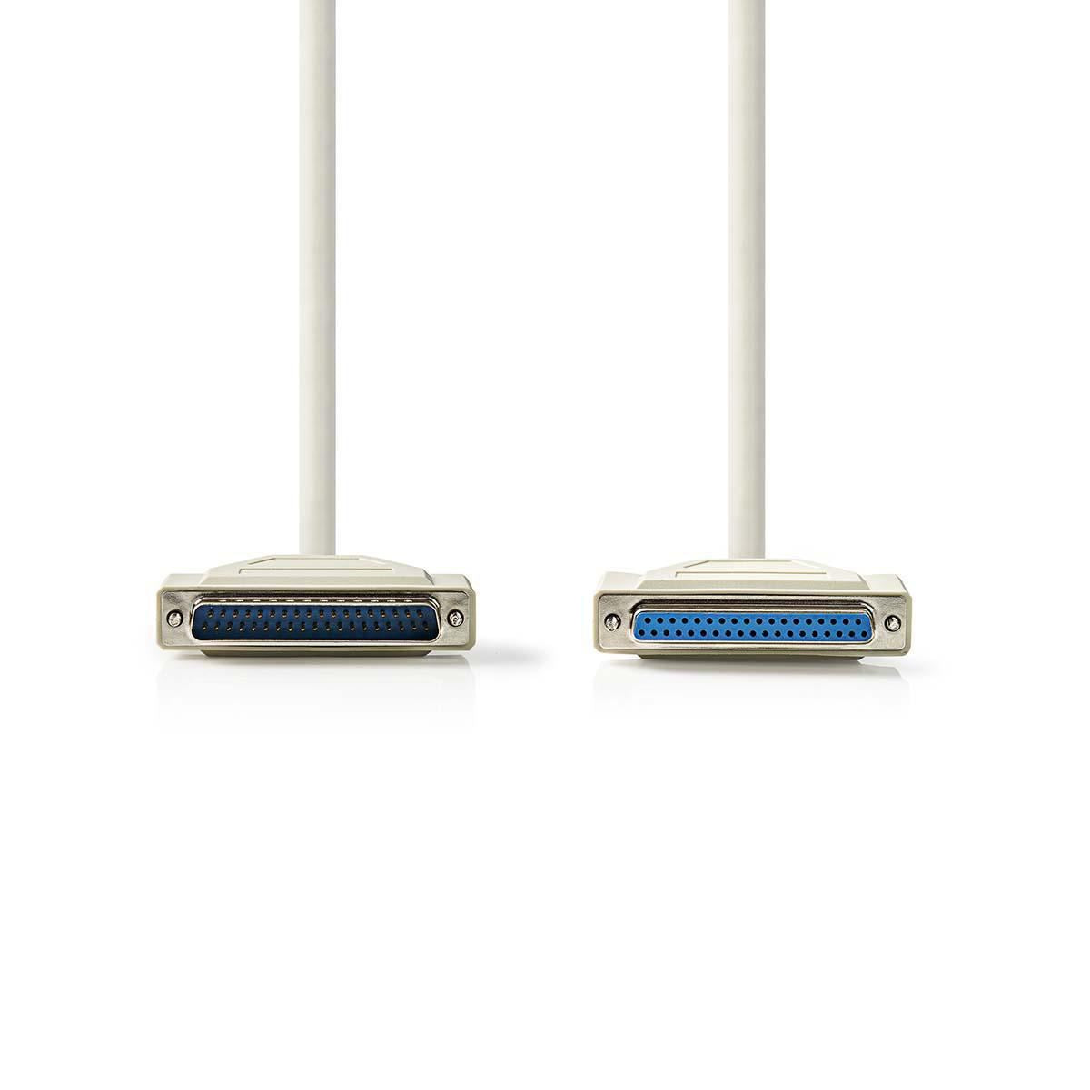 Nedis Serial Cable | D-SUB 25-Pin Male | D-SUB 25-Pin Female | Nickel Plated | 5.00 m | Round | PVC | Ivory | Polybag