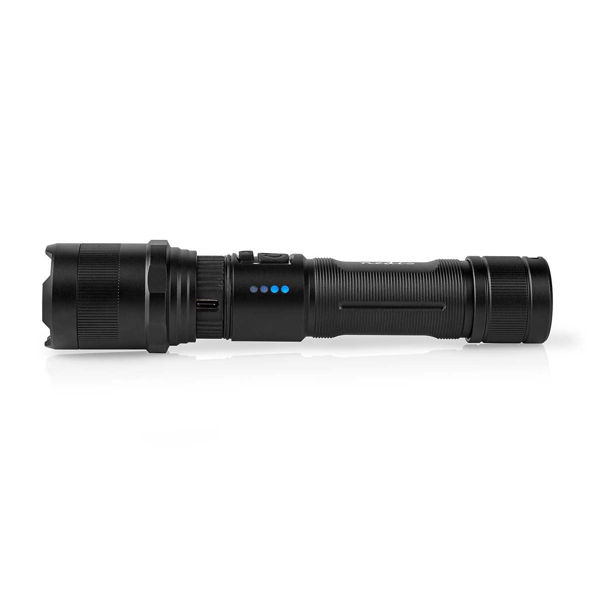 Nedis LED Torch | Battery Powered | 3.7 V DC | 10 W | N/A | Batteries included | Rechargeable | Rated luminous flux: 1000 lm | Light range: 110 m | Beam angle: 9.5 °