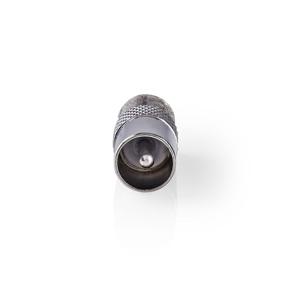 Nedis Satellite & Antenna Adapter | F Female | IEC (Coax) Male | Nickel Plated | 75 Ohm | Straight | Metal | Silver | 1 pcs | Box