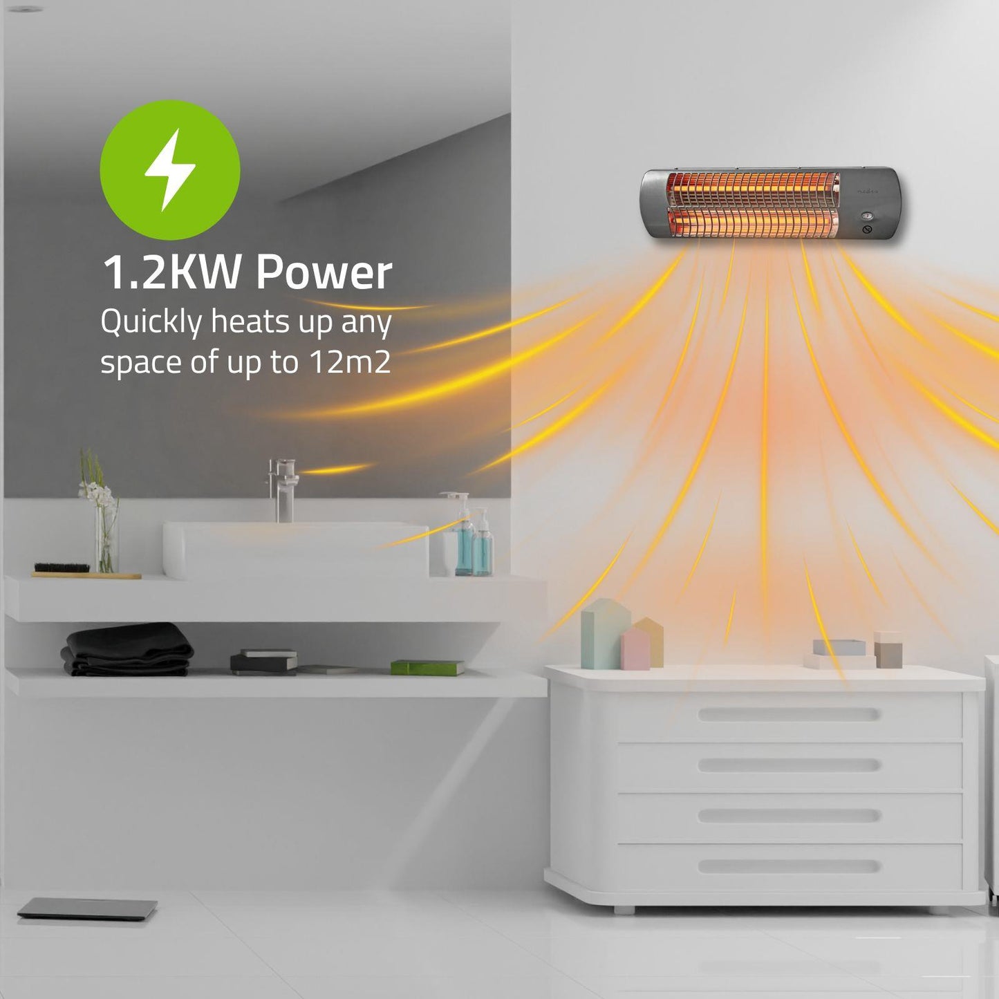 Nedis Bathroom Heater | 1200 W | 2 Heat Modes | X4 | Grey