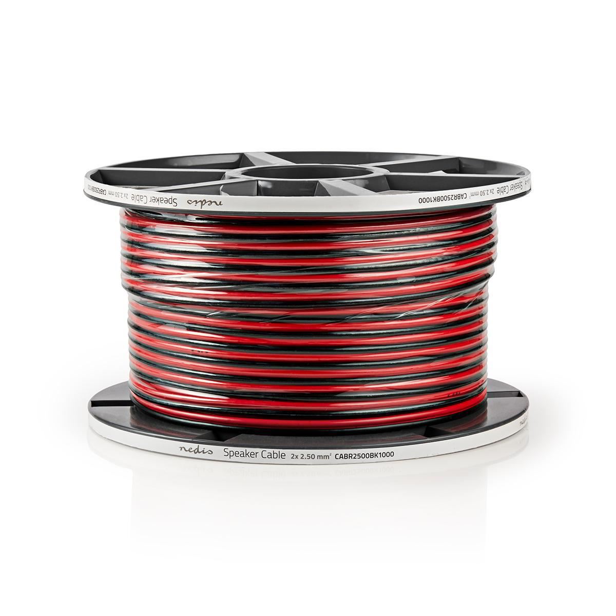 Nedis Speaker Cable | 2 x 2.50 mm² | Copper | 100.0 m | Round | PVC | Black / Red | Reel