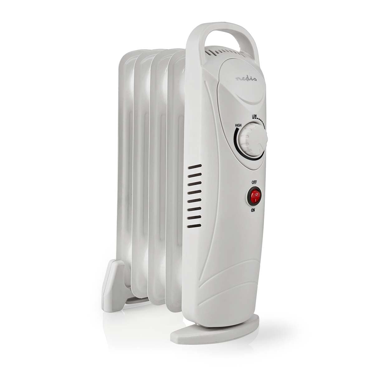 Nedis Mobile Oil Radiator | 500 W | 5 Fins | Adjustable thermostat | 1 Heat Setting | White