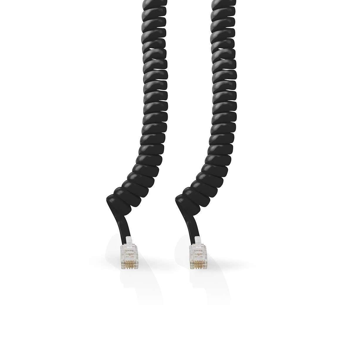 Nedis Telecom Cable | RJ10 Male | RJ10 Male | 5.00 m | Cable design: Coiled | Cable type: RJ10 | Black | Box