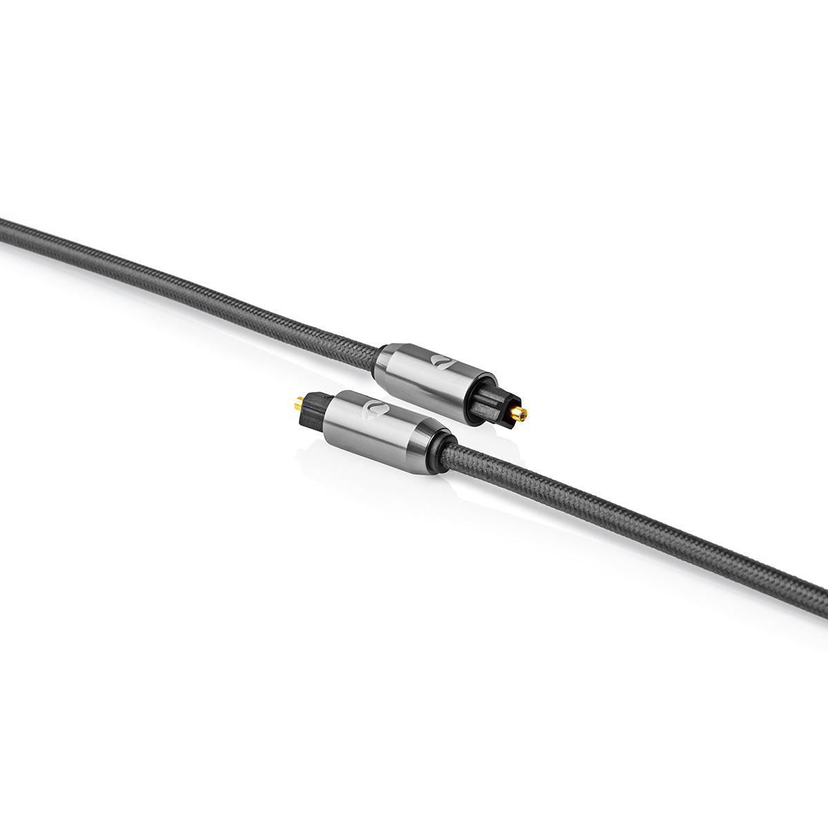 Nedis Optical Audio Cable | TosLink Male | TosLink Male | 2.00 m | Round | Cotton | Gun Metal Grey | Cover Window Box