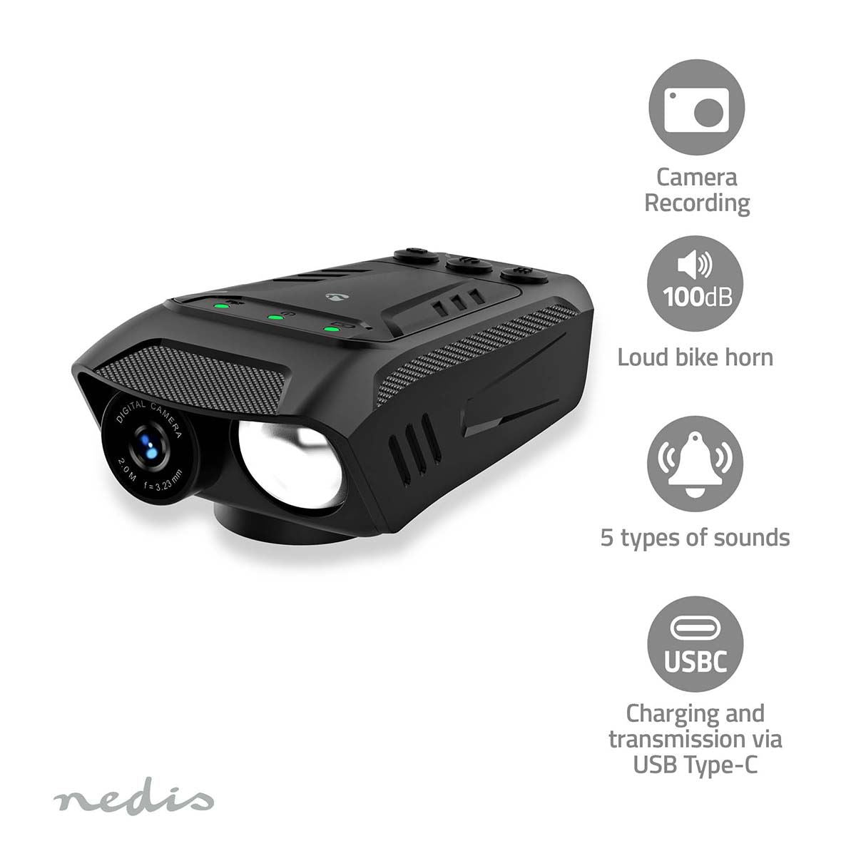 Nedis Cycling Camera | 1080p@30fps | 2 MPixel | 600 min | 70 ° | 300 min | Mounts included | Black