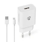 Nedis Wall Charger | 12 W | Quick charge feature | 2.4 A | Number of outputs: 1 | USB-A | Micro USB (Loose) Cable | 1.00 m | Single Voltage Output | White