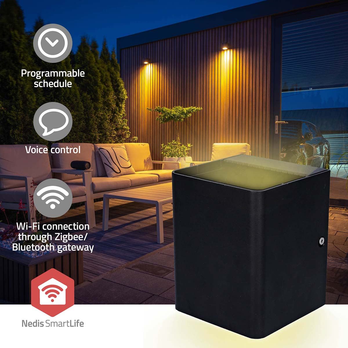 Nedis Smartlife Outdoor Light | 2 x 270 lm | Zigbee 3.0 | 12 + 4 W | RGB / Warm White | 2700 K | Aluminium | Android™ / IOS