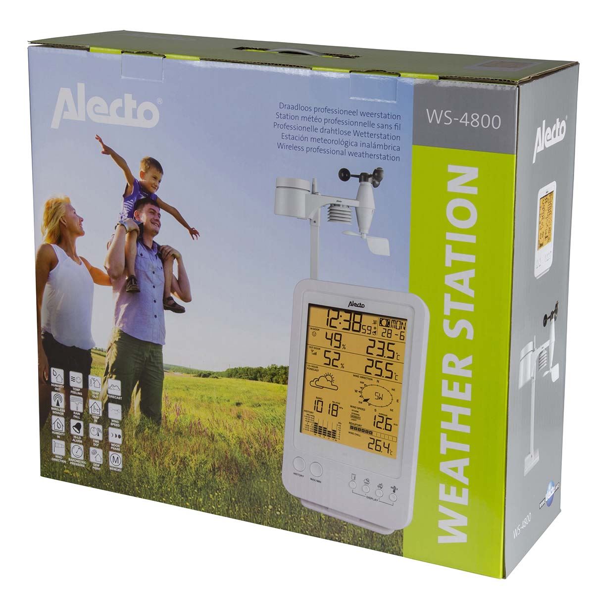 Alecto Weather Station | Indoor and Outdoor Temperature, Forcast, Wind, Humidity, Rain & More | Outside Wireless sensor | White