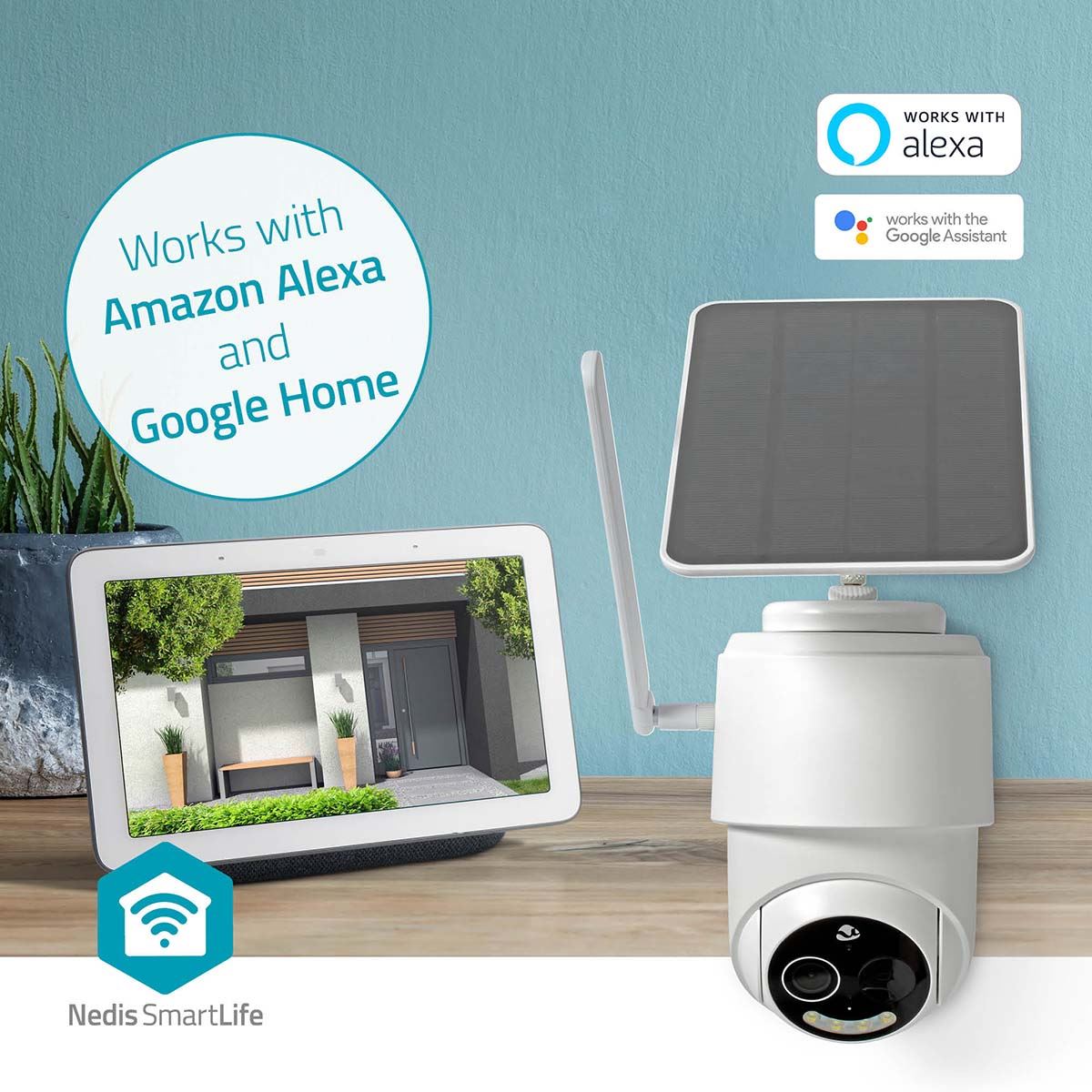 Nedis SmartLife Outdoor Camera | 4G | Full HD 1080p | Pan tilt | IP65 | Cloud Storage (optional) / microSD (not included) | 5 V DC | With motion sensor | Night vision | White