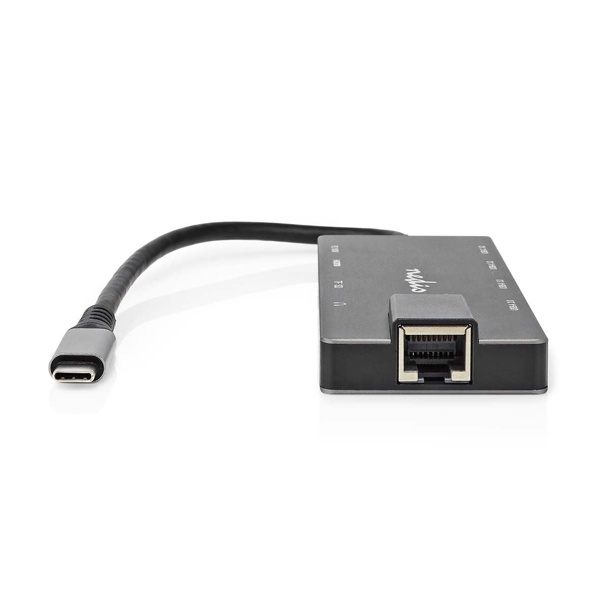 Nedis USB Multi-Port Adapter | USB 3.2 Gen 1 | USB-C™ Male | HDMI™ Output / RJ45 Female / SD / 2x USB-C™ / 3.5 mm Female / 3x USB-A Female | 5 Gbps | 0.20 m | Round | Gold Plated | PVC | Anthracite | Box