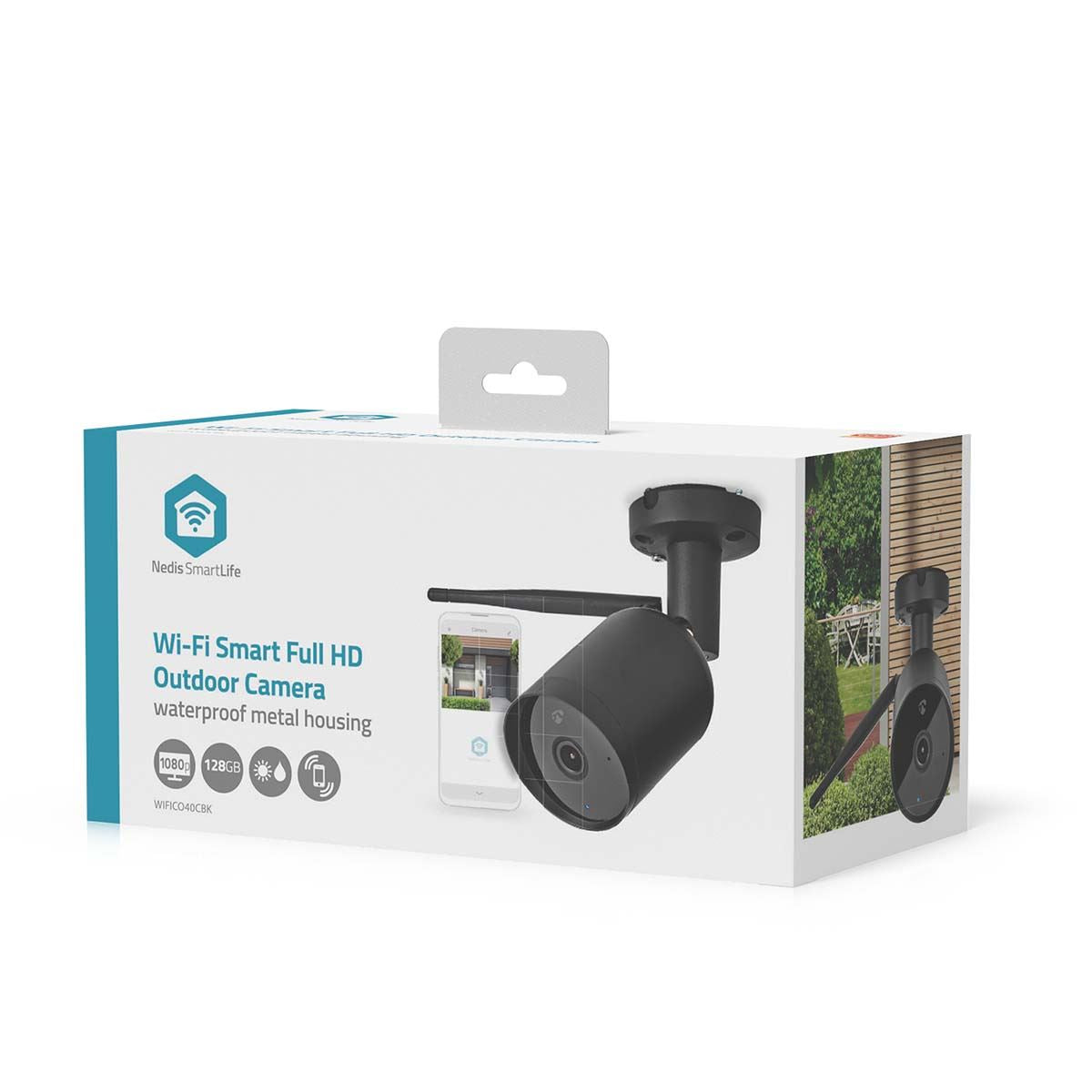 Nedis SmartLife Outdoor Camera | Wi-Fi | Full HD 1080p | IP65 | Cloud Storage (optional) / microSD (not included) | 12 V DC | With motion sensor | Night vision | Black