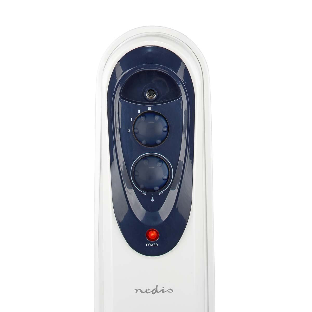 Nedis Mobile Oil Radiator | 800 / 1200 / 2000 W | 9 Fins | Adjustable thermostat | 3 Heat Settings | Fall over protection | White