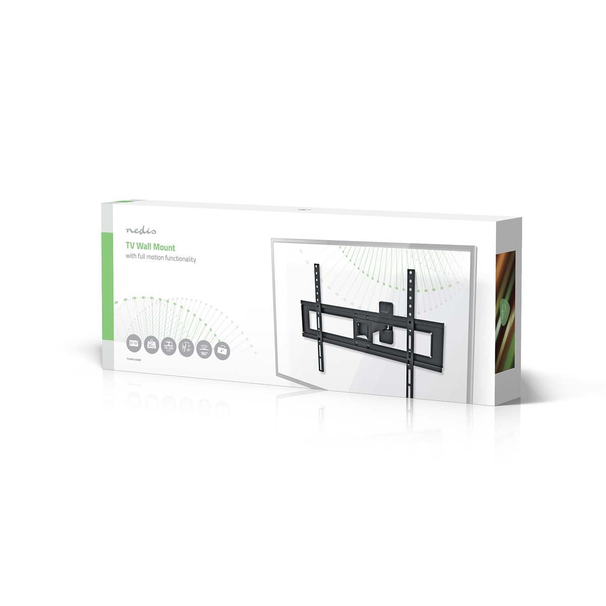 Nedis Full Motion TV Wall Mount | 37 - 70 " | Maximum supported screen weight: 35 kg | Tiltable | Rotatable | Minimum wall distance: 79 mm | Maximum wall distance: 220 mm | 2 Pivot point(s) | ABS / Steel | Black