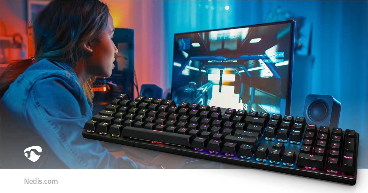 Nedis Wired Gaming Keyboard | USB Type-A | Mechanical Keys | LED | QWERTY | US Layout | USB Powered | Power cable length: 1.50 m | Gaming