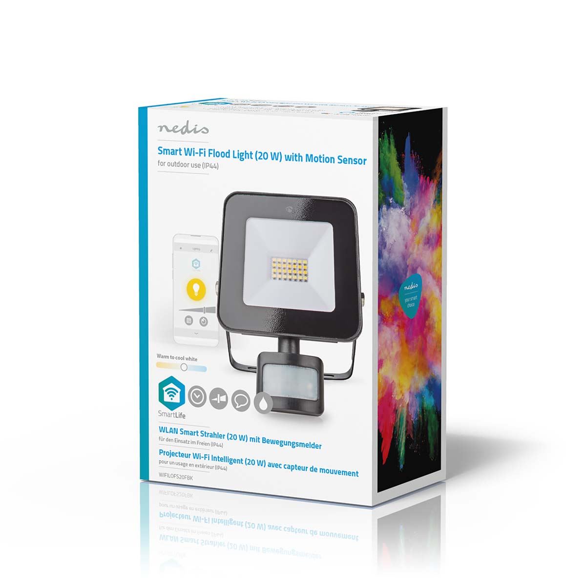 Nedis Smartlife Outdoor Light | Motion Sensor | 1500 lm | Wi-Fi | 20 W | Dimmable White | 3000 - 6500 K | Aluminium | Android™ / IOS