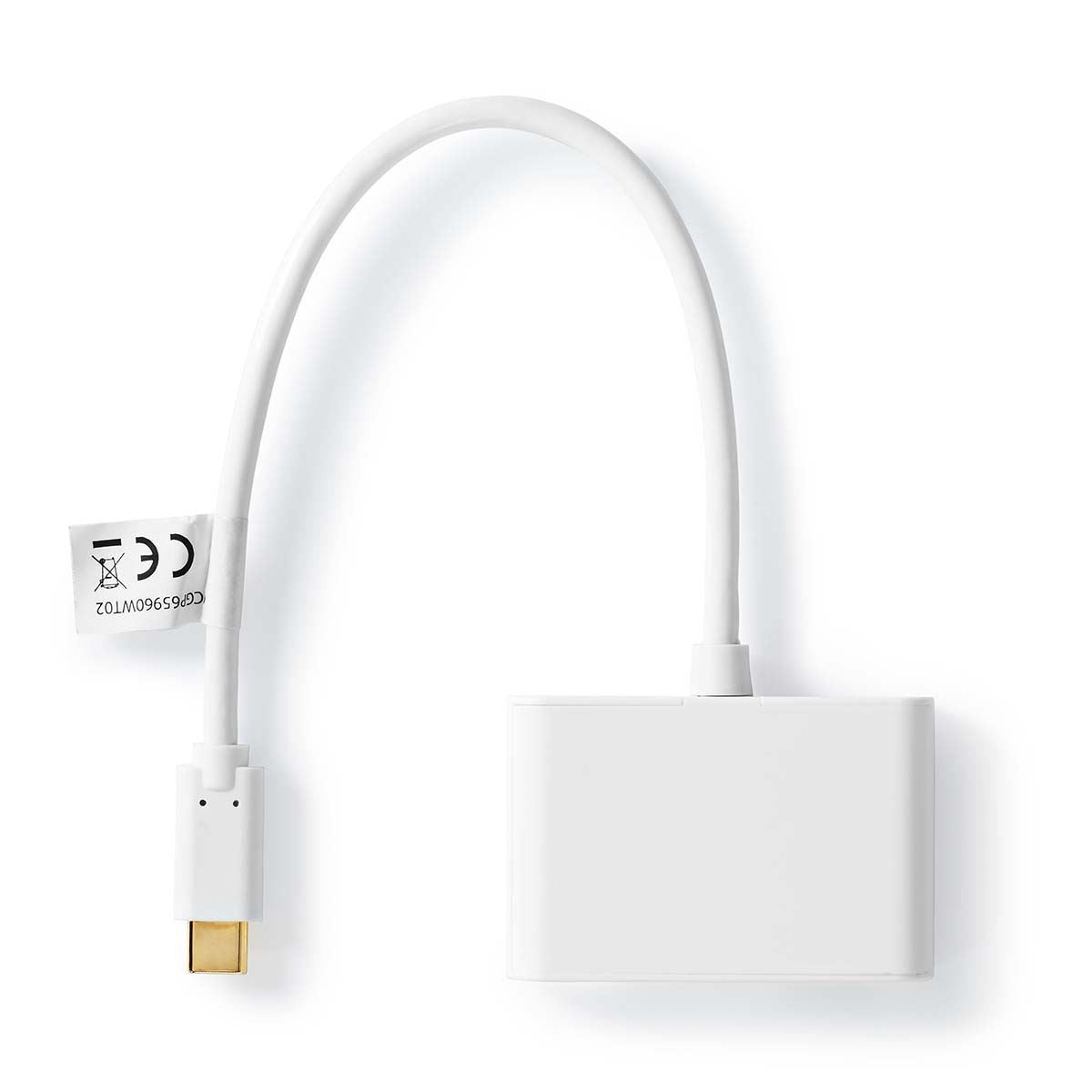 Nedis USB Multi-Port Adapter | USB 3.2 Gen 1 | USB-C™ Male | 2x USB-A | 5 Gbps | 0.20 m | Round | Nickel Plated | PVC | White | Polybag
