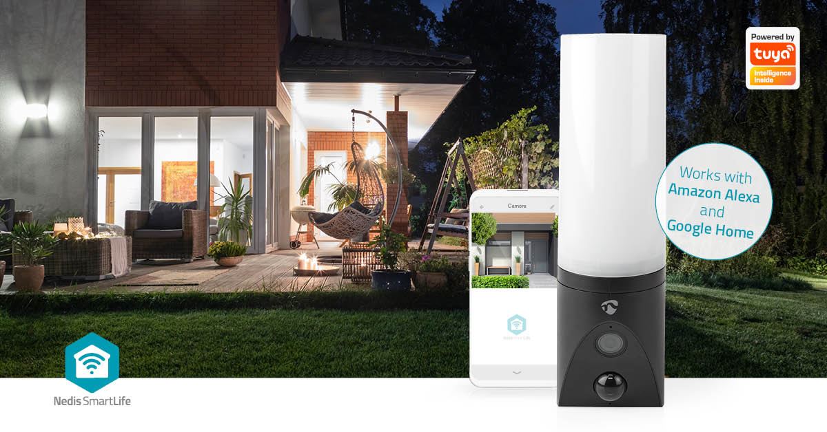 Nedis SmartLife Outdoor Camera | Wi-Fi | Ambient light | Full HD 1080p | IP65 | Cloud Storage (optional) / microSD (not included) / Onvif | 100 - 240 V AC | With motion sensor | Night vision | Black