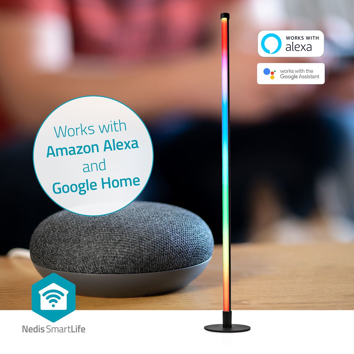 Nedis SmartLife Mood Light | Wi-Fi | Tube | 180 lm | RGBIC / Warm to Cool White | 2700 - 6500 K | 10 W | Metal / Silicone | 1 pcs