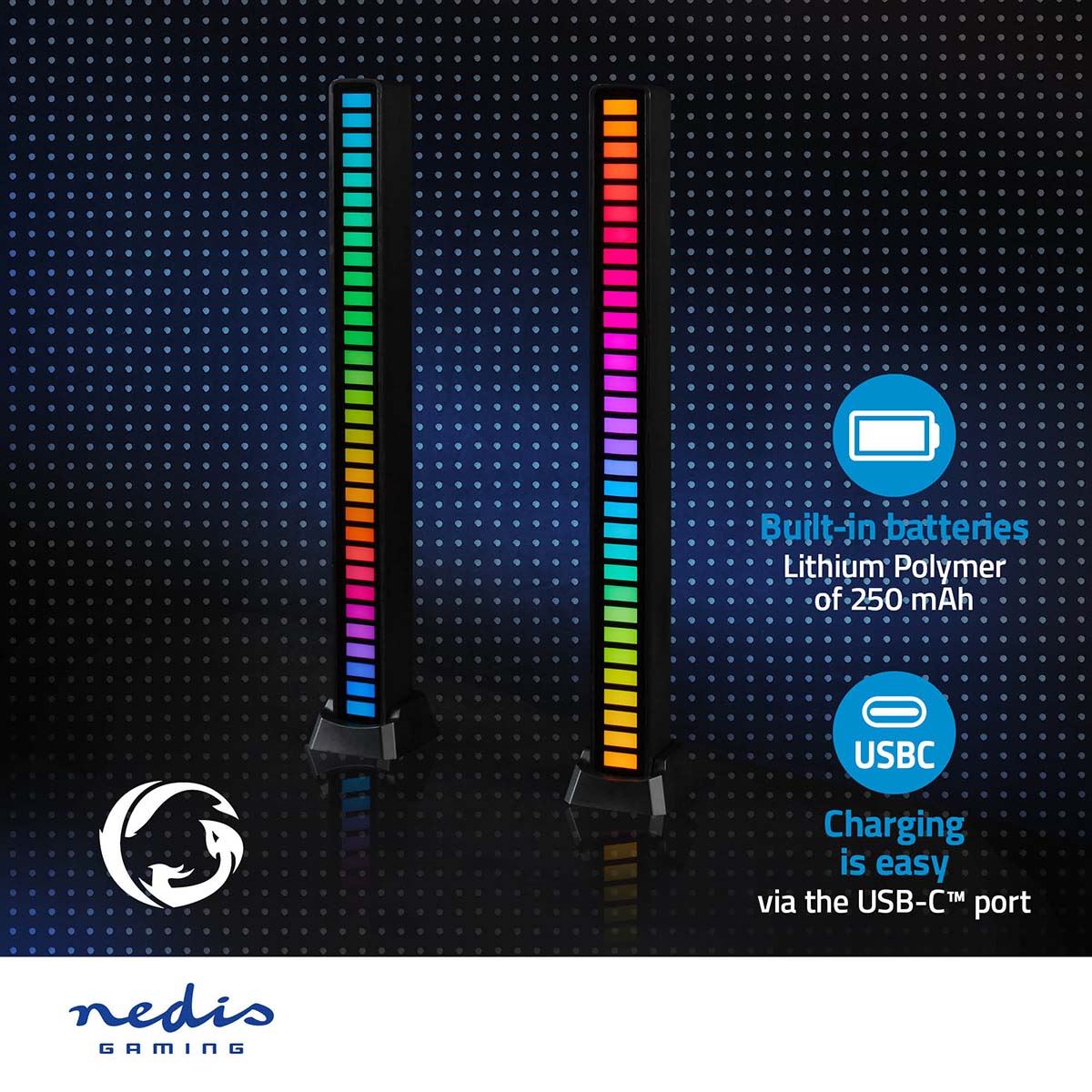 Nedis Gaming Light | RGB | Battery Powered | Used for: Desktop / Notebook | Black