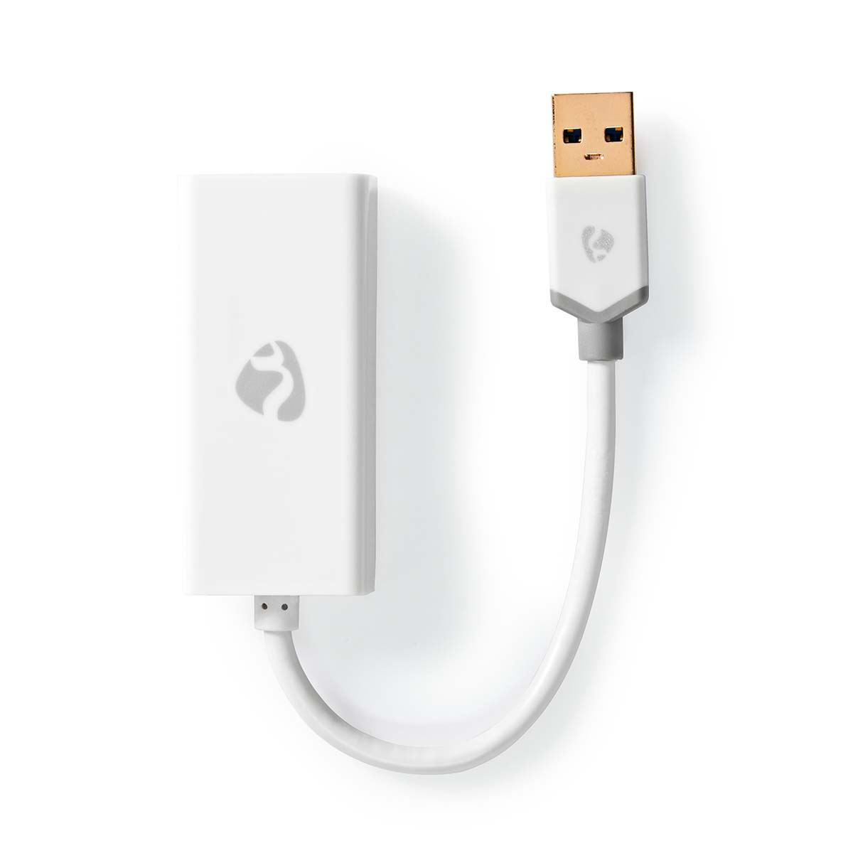 Nedis USB Network Adapter | USB 3.2 Gen 1 | 1 Gbps | USB-A Male | RJ45 Female | 0.20 m | Round | Gold Plated | Bare Copper | White | Box