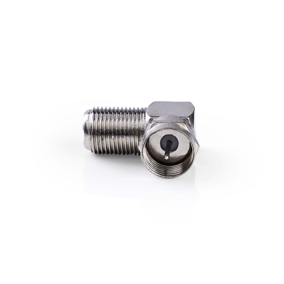 Nedis Satellite & Antenna Adapter | F Male | F Female | Nickel Plated | 75 Ohm | Angled 90° | Metal | Silver | 10 pcs | Envelope