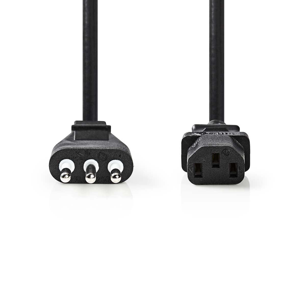 Nedis Power Cable | Italy Male | IEC-320-C13 | Straight | Straight | Nickel Plated | 2.00 m | Round | PVC | Black | Label