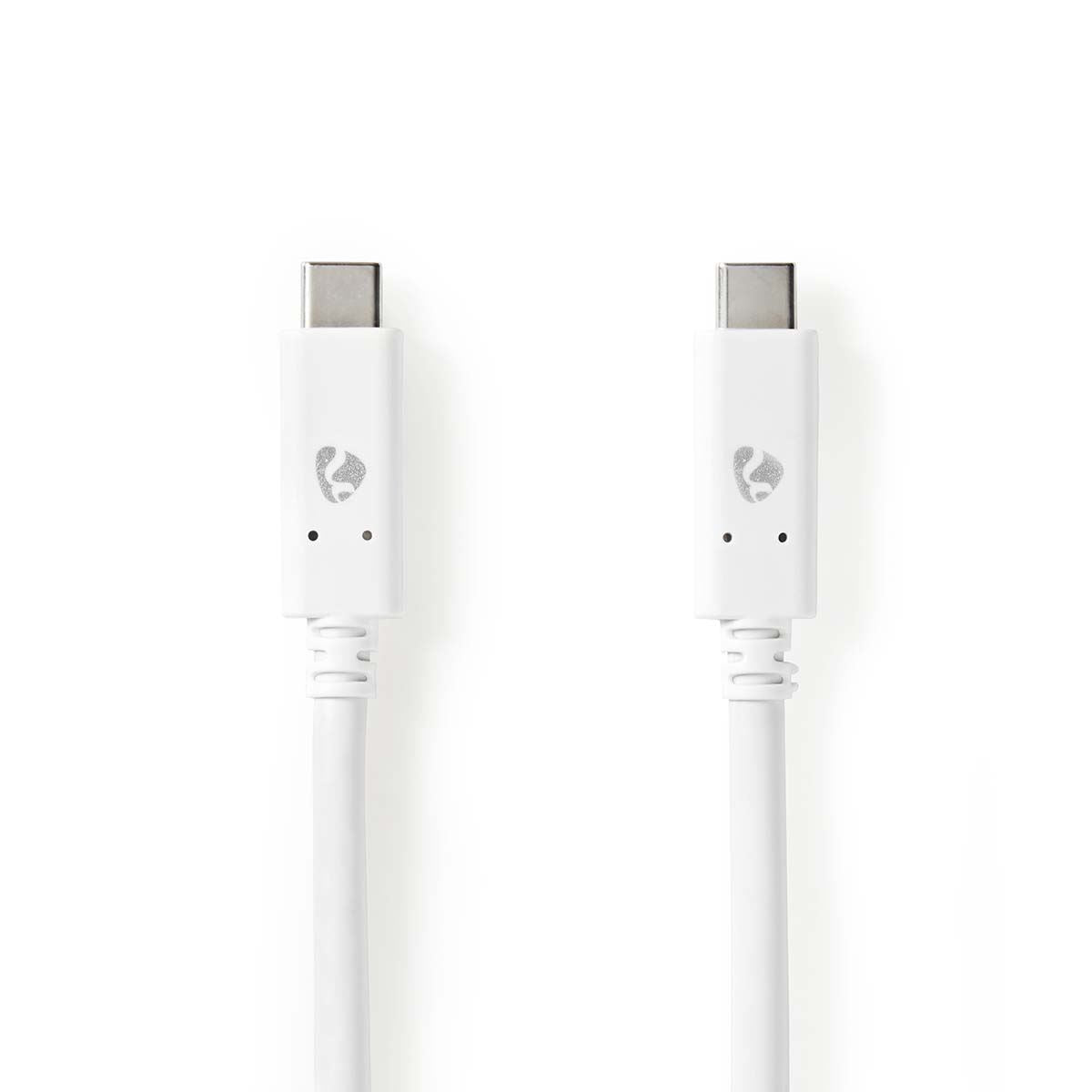 Nedis USB Cable | USB 3.2 Gen 2 | USB-C™ Male | USB-C™ Male | 100 W | 4K@60Hz | 10 Gbps | Nickel Plated | 1.00 m | Round | PVC | White | Box