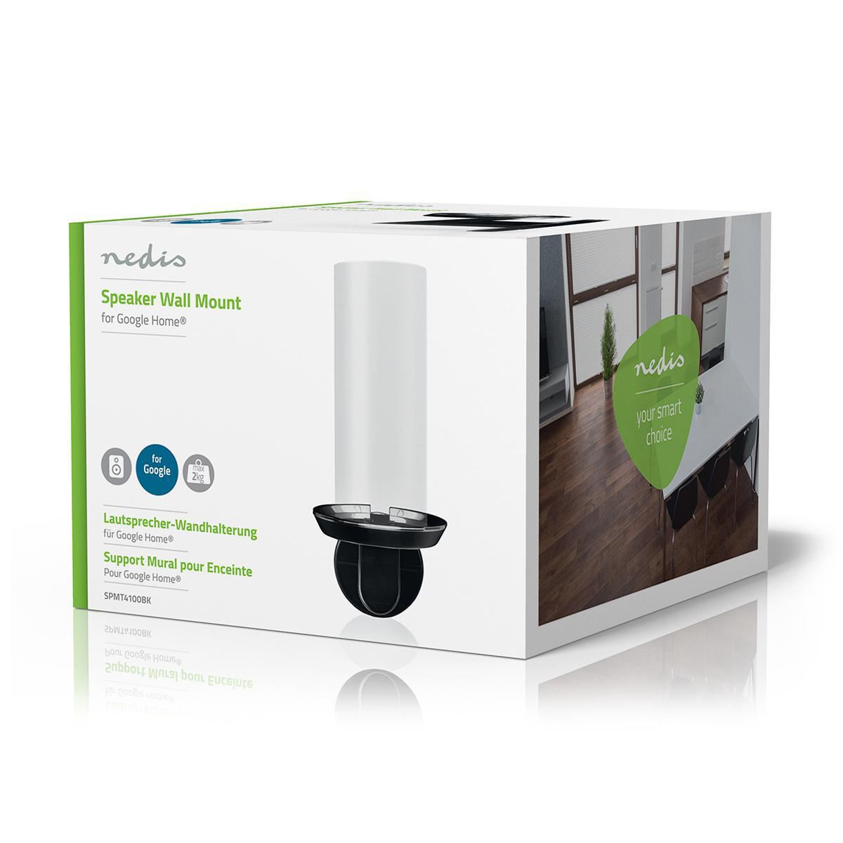 Nedis Speaker Mount | Compatible with: Google Home® | Wall | 2 kg | Fixed | Metal / Steel | Black