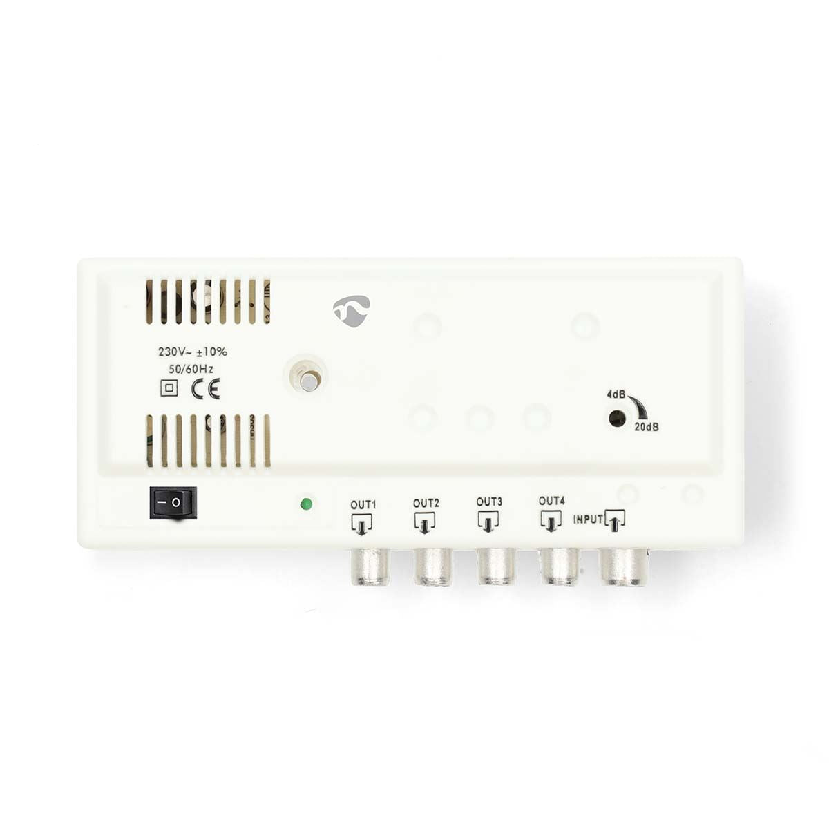 Nedis CATV Amplifier | Gain: 20 dB | 47 - 862 MHz | Number of outputs: 4 | Gain control | White