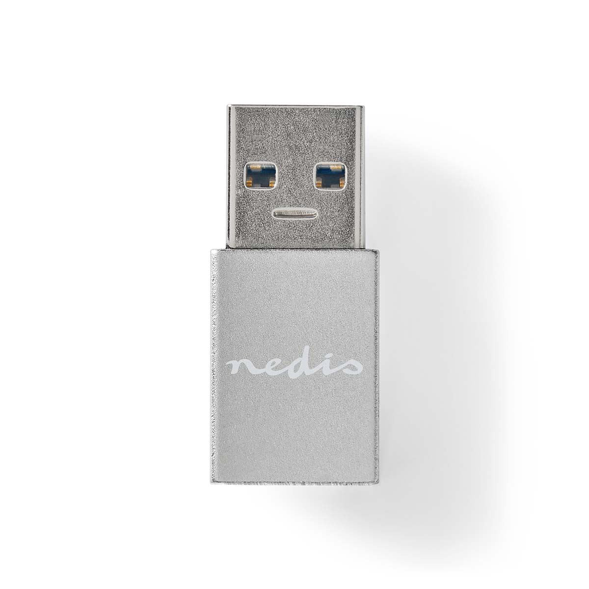 Nedis USB-A Adapter | USB 3.2 Gen 1 | USB-A Male | USB-C™ Female | 5 Gbps | Round | Nickel Plated | Black | Box