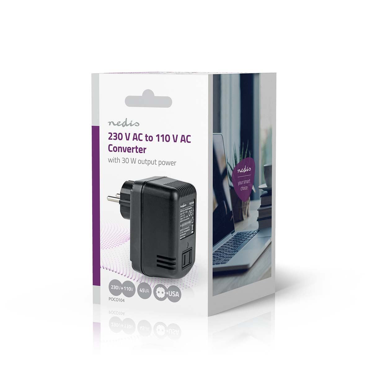 Nedis Power Converter | Mains Powered | 230 V AC 50 Hz | 30 W | Plug with earth contact | Black