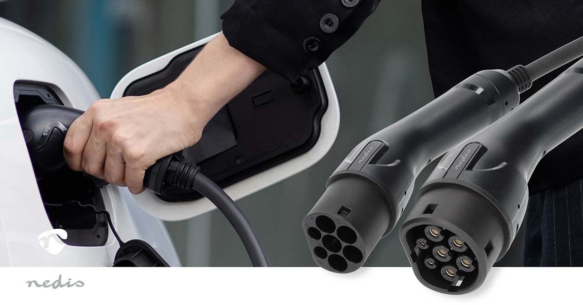 Nedis Electric Vehicle Charge Cable | Cable Type 2 | 32 A | 22000 W | 3-Phases | 5.00 m | Black | Gift Box